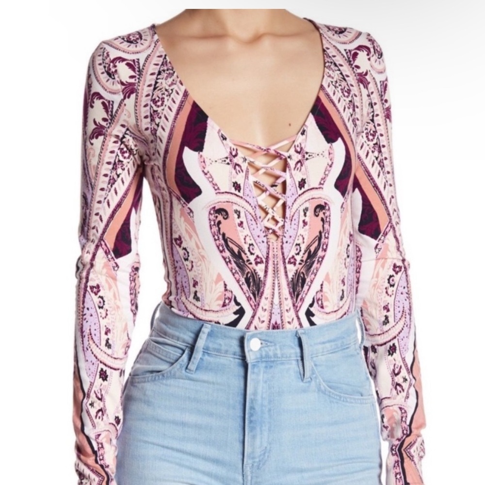 Free People Paisley Bodysuit Size M NWT